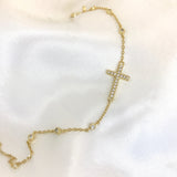 18k/925 Vermeil Multi CZ Cross Bracelet