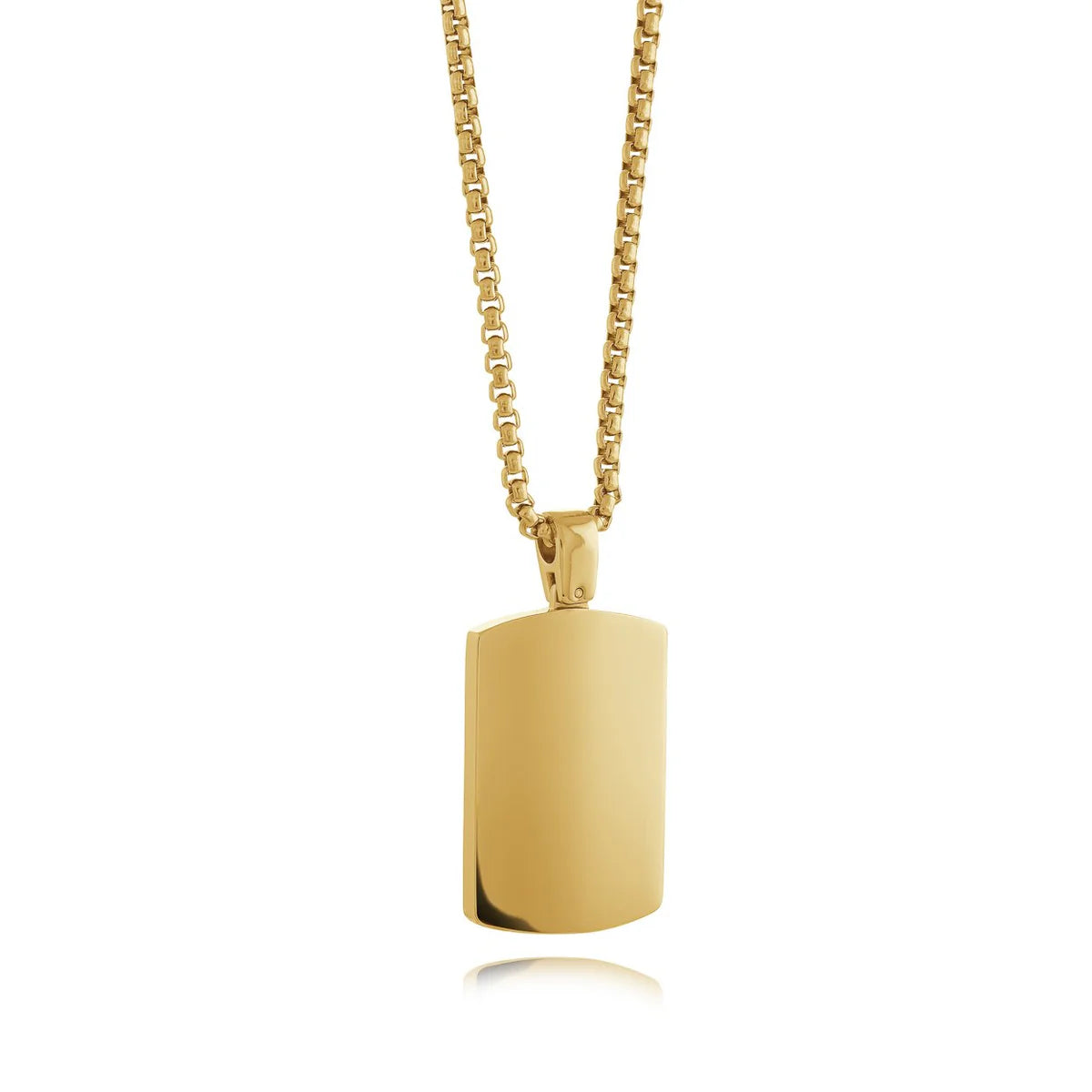 Engravable- Stainless Steel Brushed Tag Necklace