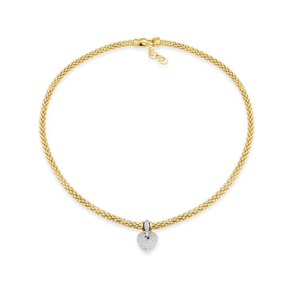 Mesh CZ Puff Heart Necklace by Miss Mimi