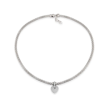 Mesh CZ Puff Heart Necklace by Miss Mimi