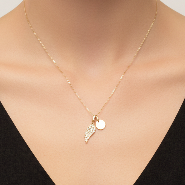 Angel Wing CZ Pendant