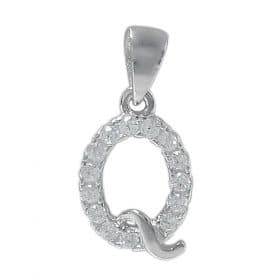 925 Sterling Silver CZ Initial Necklace