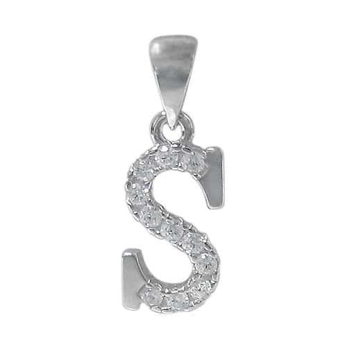 925 Sterling Silver CZ Initial Necklace
