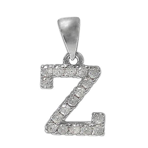 925 Sterling Silver CZ Initial Necklace
