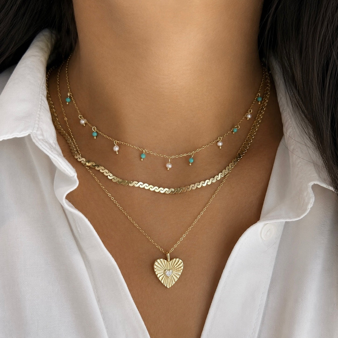 Summer Turquoise & Pearl Dangle Necklace