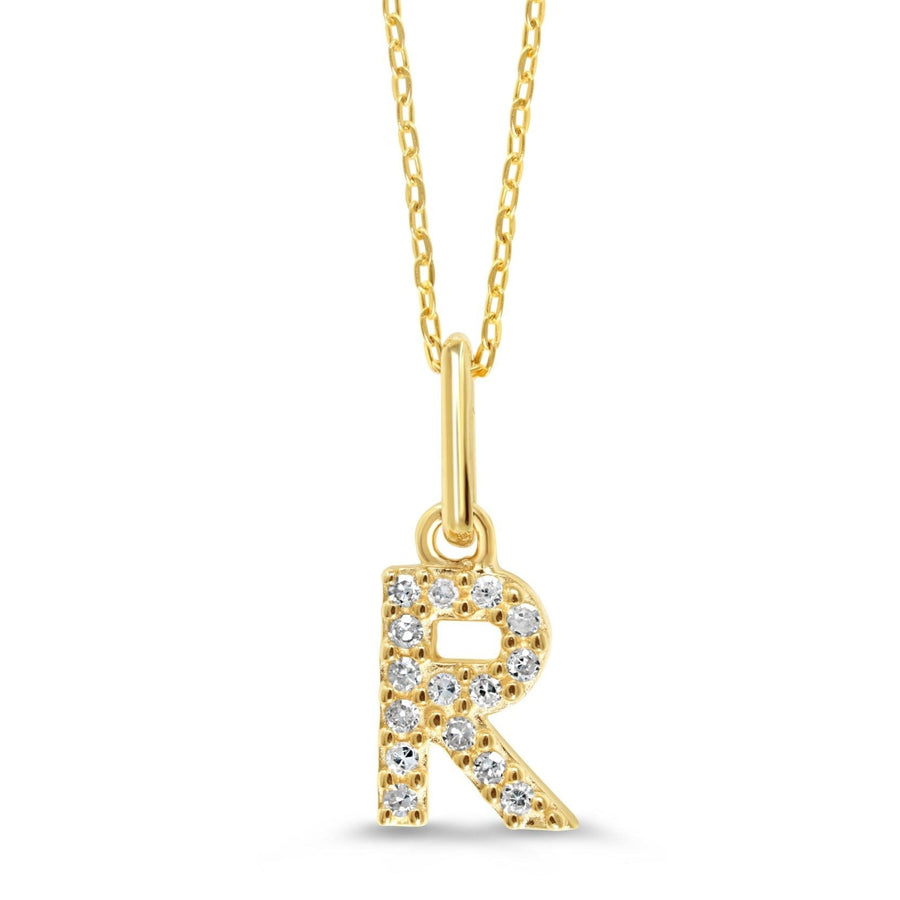 10k Gold Mini Diamond Letter Necklace