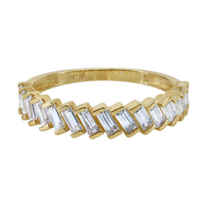 Diagonal CZ Baguette Ring
