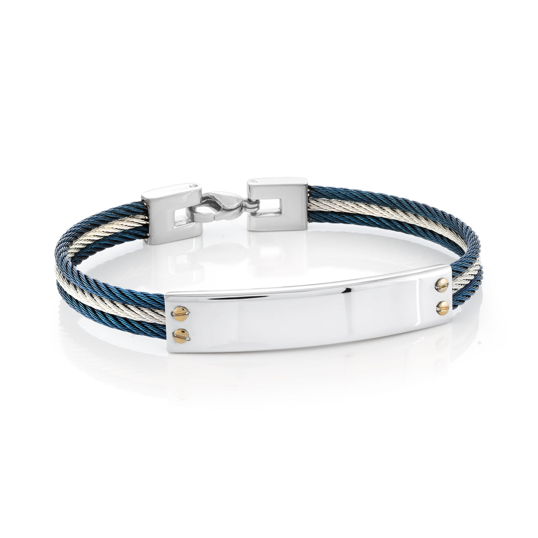 Engravable - Boys Stainless Steel Triple Cable Id Bracelet by Ital Gem