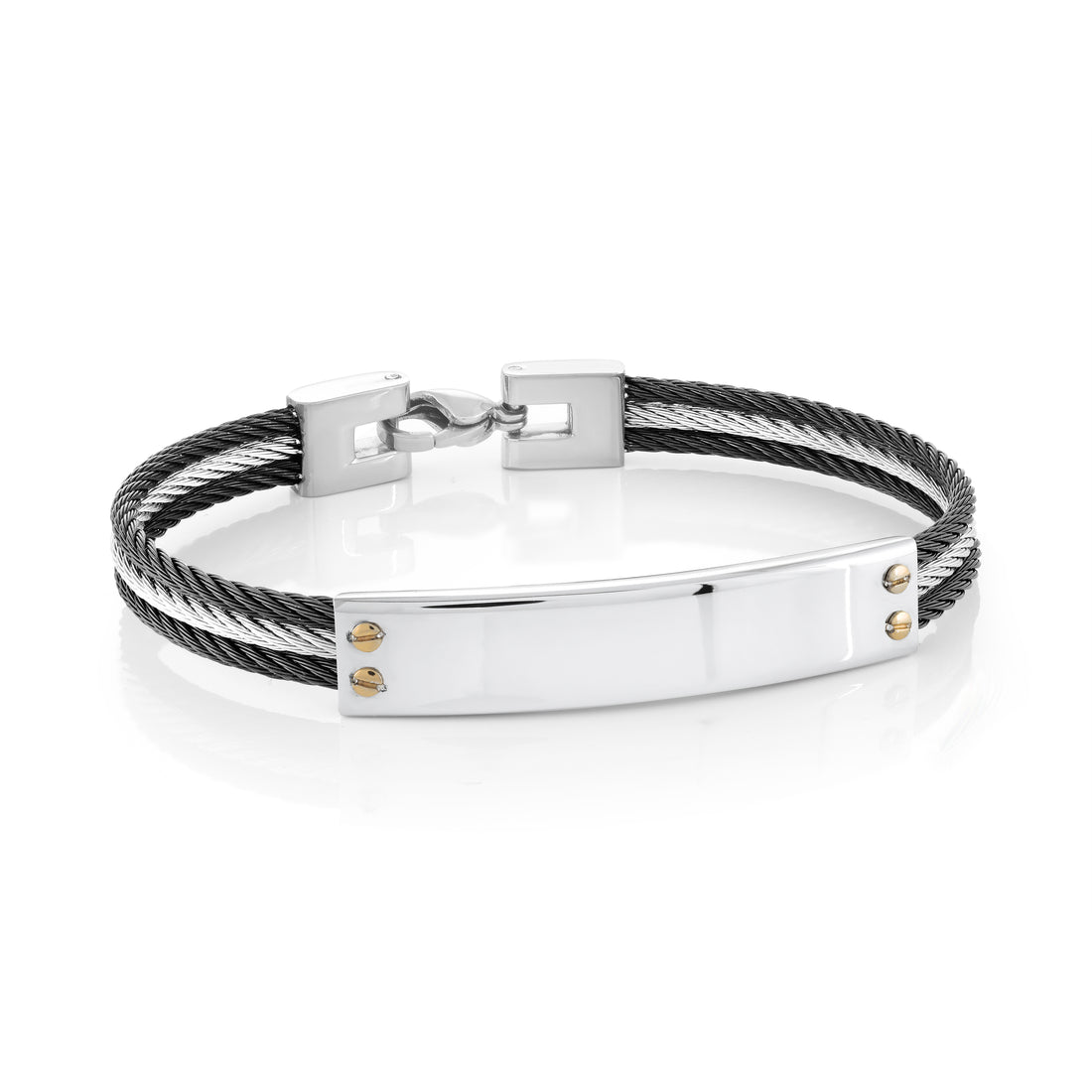 Engravable - Boys Stainless Steel Triple Cable Id Bracelet by Ital Gem
