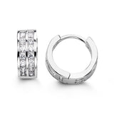 925 Sterling Silver Double Row CZ Huggies- 2 Sizes