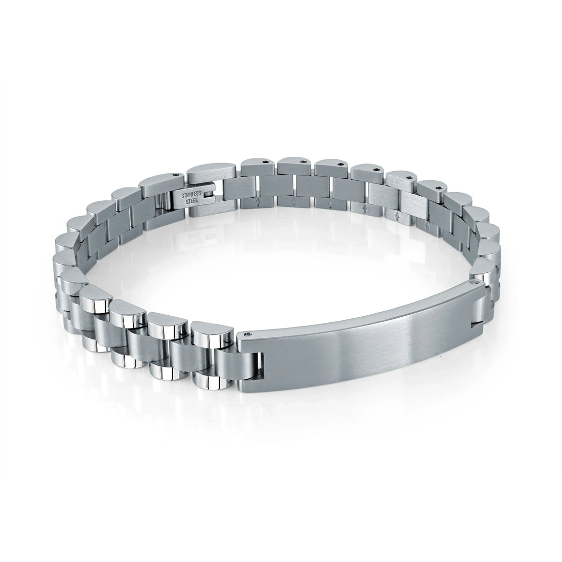 Engravable - Stainless Steel Watch Link ID Bracelet by Ital Gem