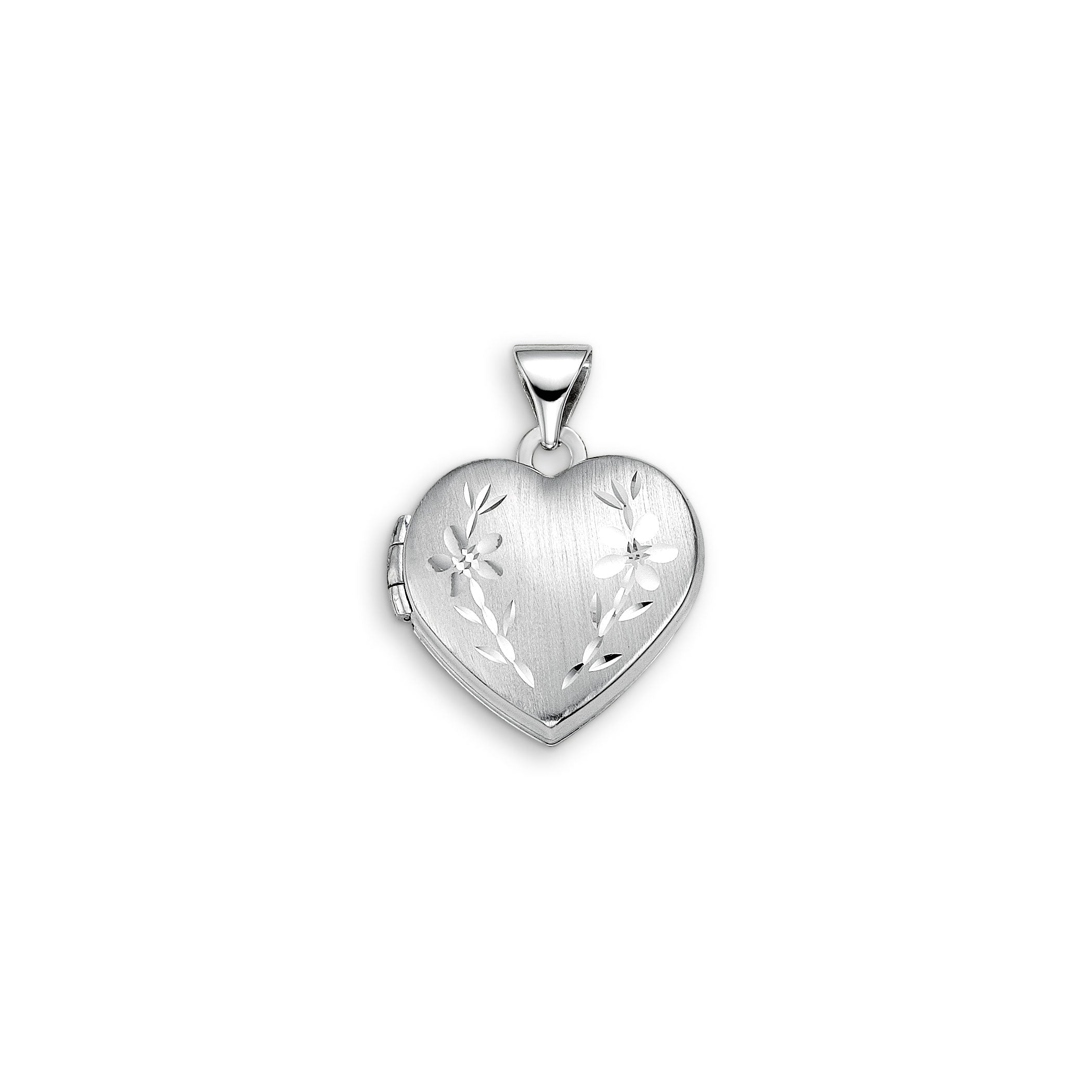 10k White Gold Flower Heart Locket- 2 Sizes