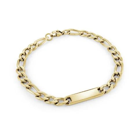 Engravable - Stainless Steel Figaro ID Bracelet by Ital Gem