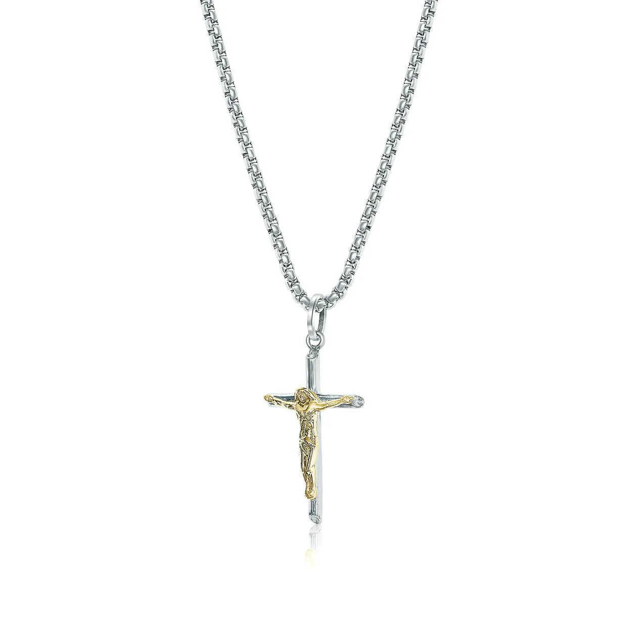 Stainless Steel Tube Crucifix Necklace