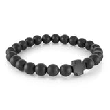 Stainless Steel Brushed Cross 8mm Beaded Bracelet by Ital Gem