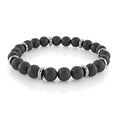 Black Onyx with Stainless Steel Beaded Bracelet by Ital Gem