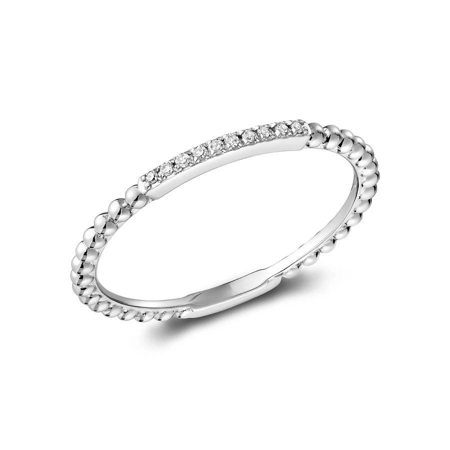 10k Gold Stackable Beaded Diamond Ring