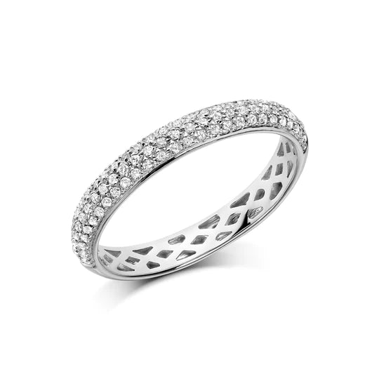 10k Semi Eternity Pave Diamond Ring