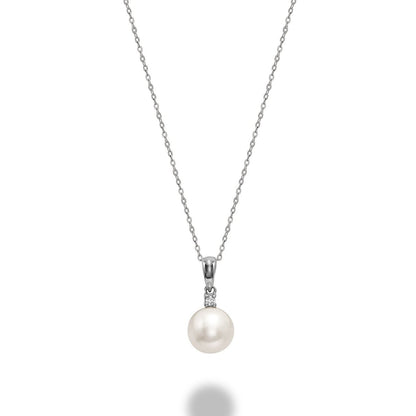 Classic Diamond Pearl Drop Necklace