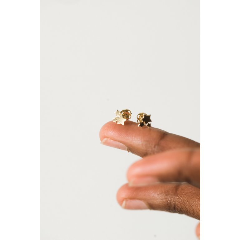 10k Gold Cluster Star Mini Stud Earrings