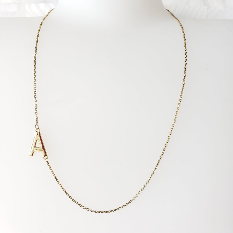 10K Gold Sideway Initial Necklace
