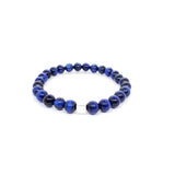 Blue Tiger Eye with Silver Cube Beaded Bracelet