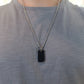 Engravable-Stainless Steel with Black Centre Tag Necklace by Ital Gem
