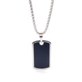 Engravable-Stainless Steel with Black Centre Tag Necklace by Ital Gem