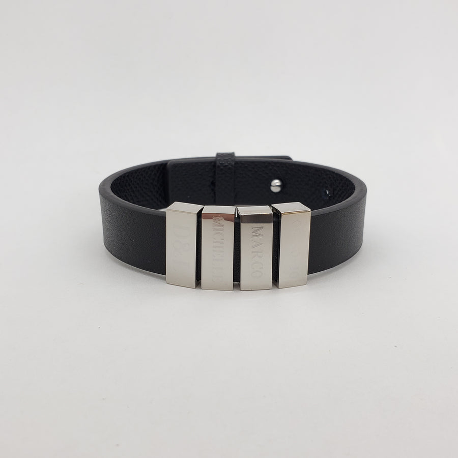Engravable - Leather Charm Bracelet