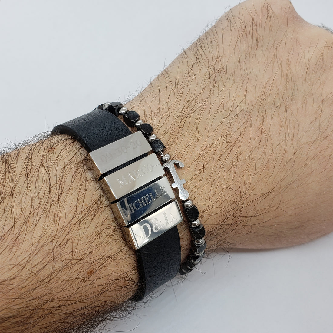 Personalized Leather Charm Bracelet