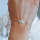 Sterling Silver Angel Wing with CZ Bracelet