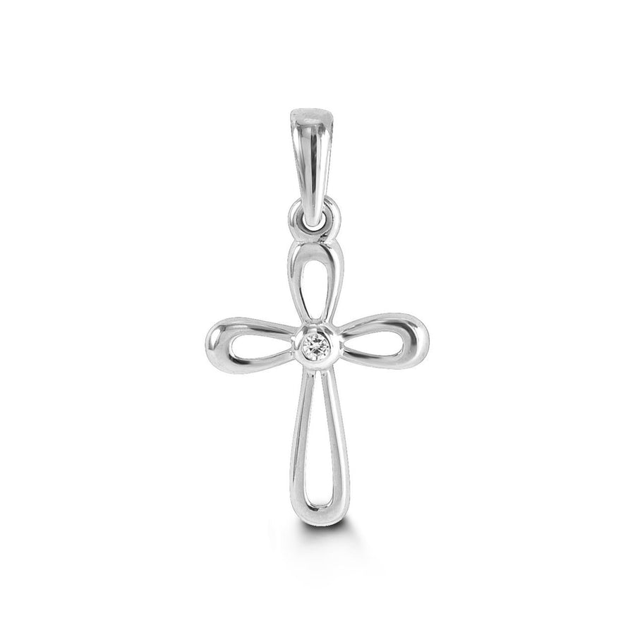 10k Gold Rounded Open Cross with CZ