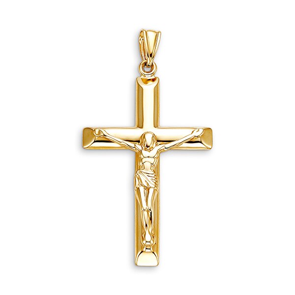 10k Gold Modern Tube Crucifix