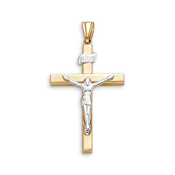 10k Two-Tone Gold Religious Crucifix