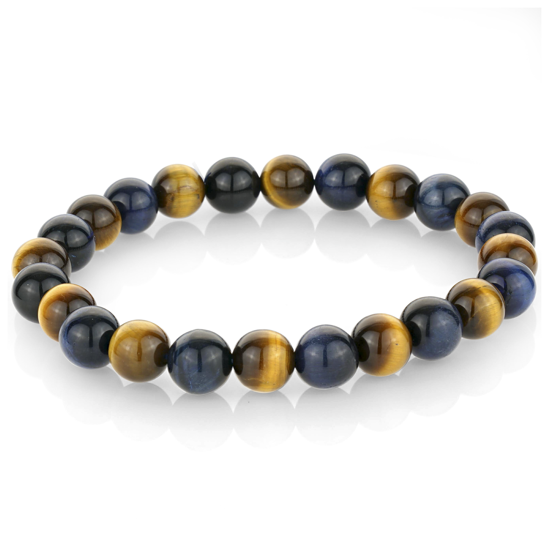 Blue and Yellow Tiger Eye Beaded Bracelet by Ital Gem