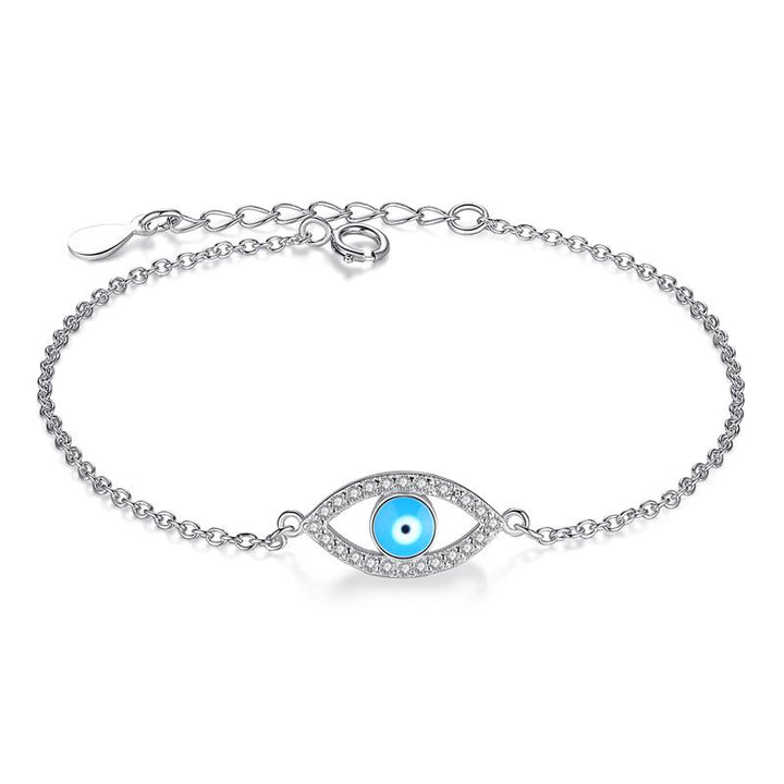 Sterling Silver Evil Eye with CZ Bracelet