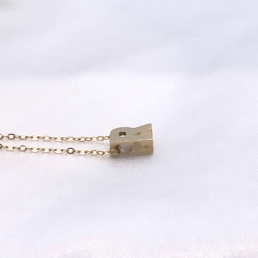 14k Gold Block Initial Necklace
