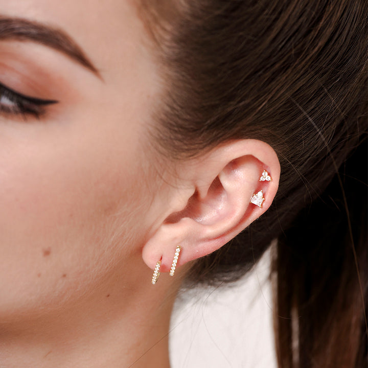 18k/925 Vermeil CZ Lotus Stud Earrings