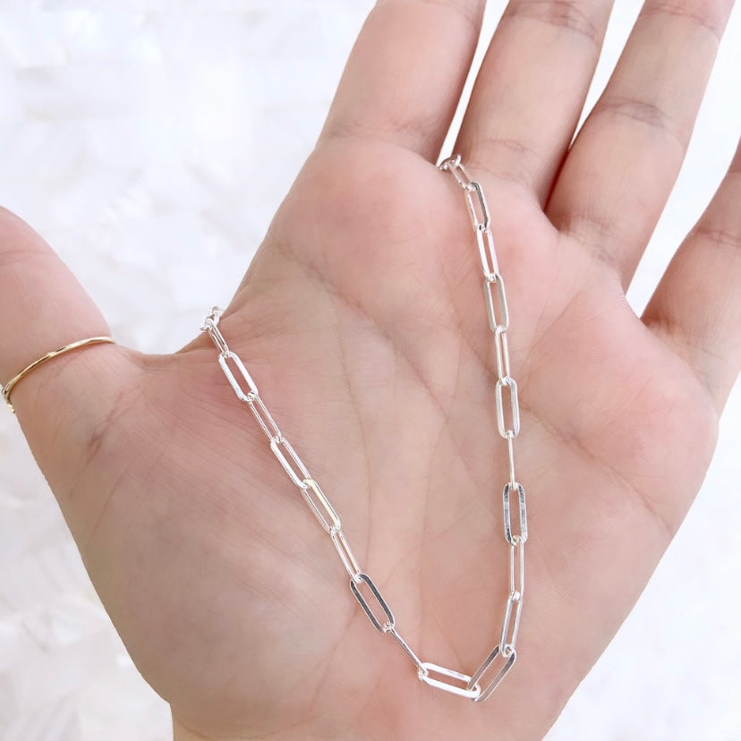 Sterling Silver Paperclip Anklet