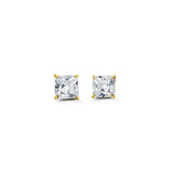 14k Gold Square Studs with CZ - Various Sizes