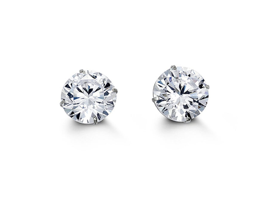 14k Gold Round Studs with CZ - Various Sizes