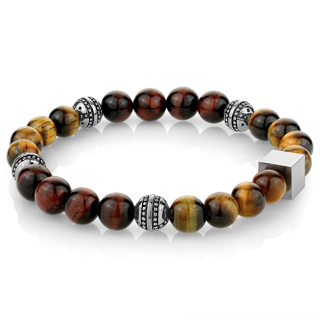 Red and Brown Tiger Eye Beaded Bracelet by Ital Gem