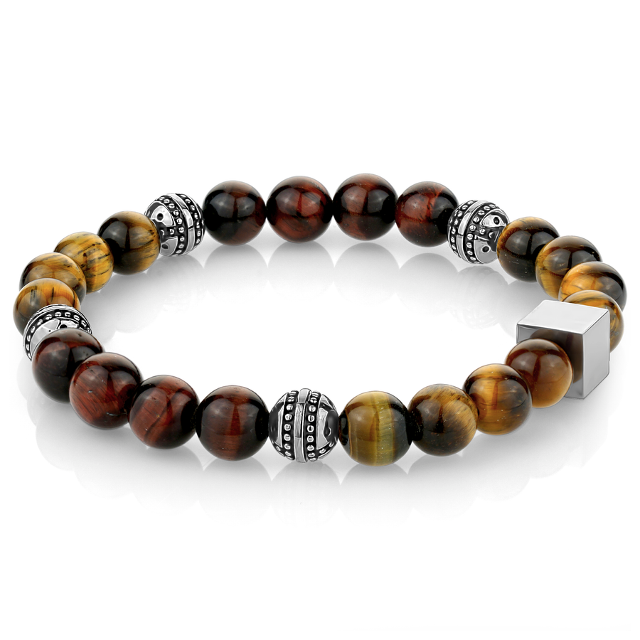 Red and Yellow Tiger Eye Beaded Bracelet