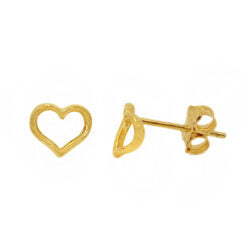 10k Gold Open Heart Stud Earrings