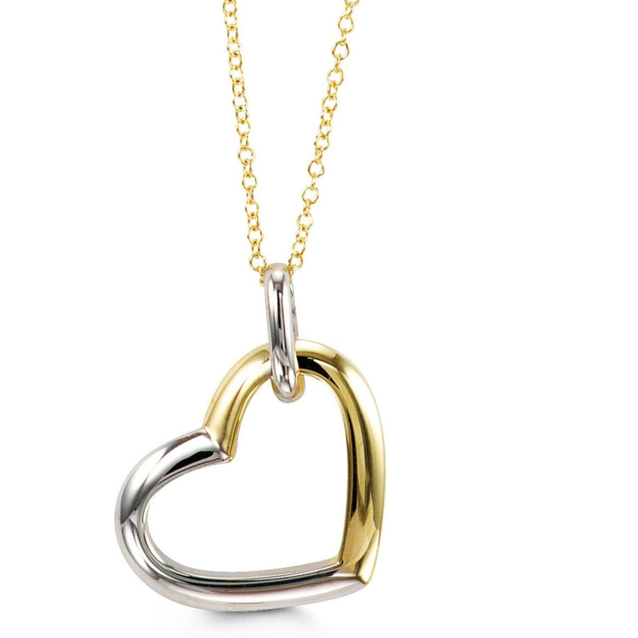 10k Gold Two Tone Polished Heart Necklace