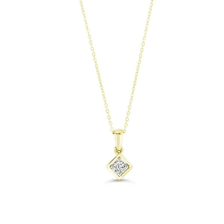 Icicles 10k Gold Diamond Square Bezel Necklace