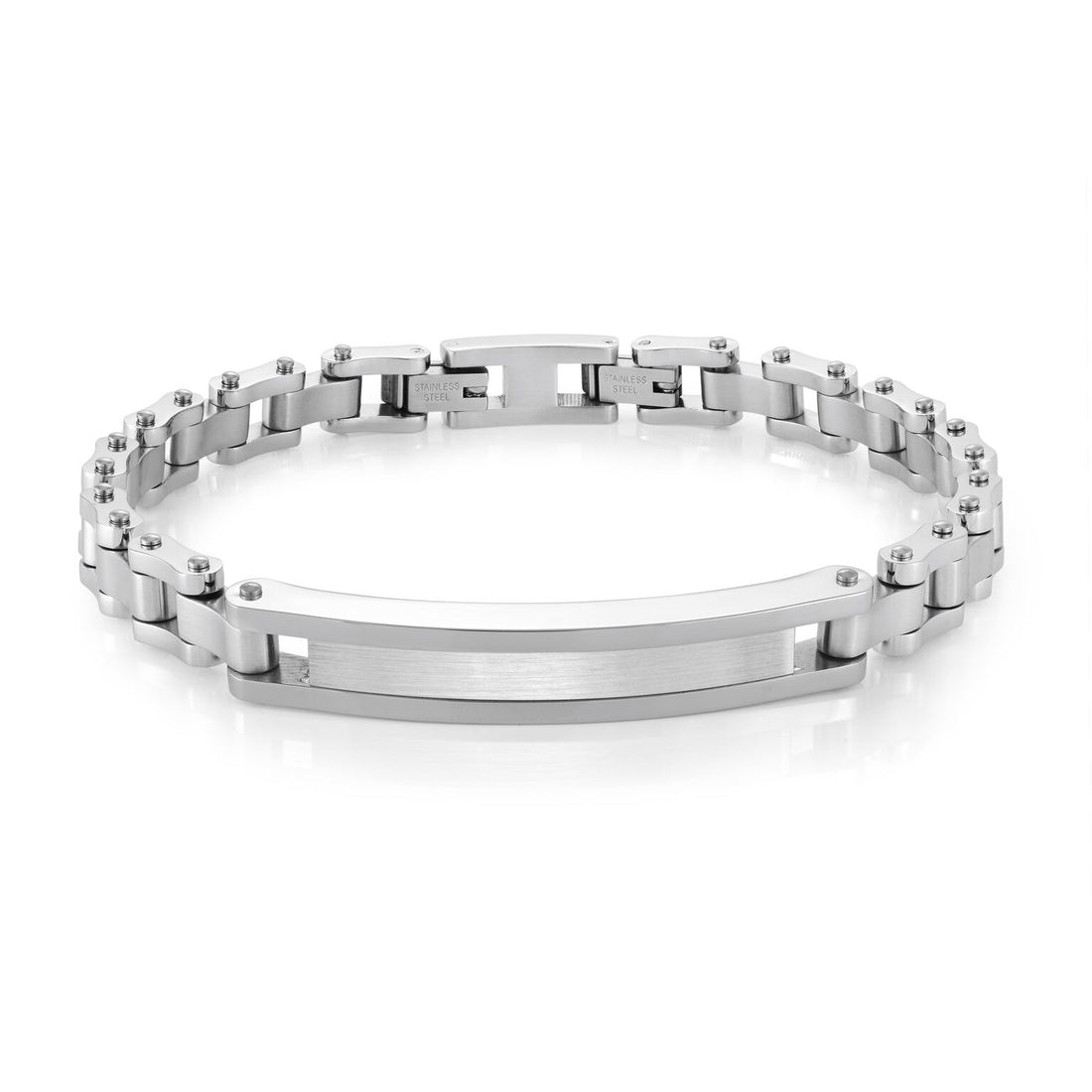 Engravable - Stainless Steel ID Bracelet Bike Chain by Ital Gem