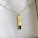 Engravable Bar- 10k Gold Vertical Bar Necklace