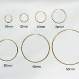 10k Gold Plain Thin Hoops - Various Sizes