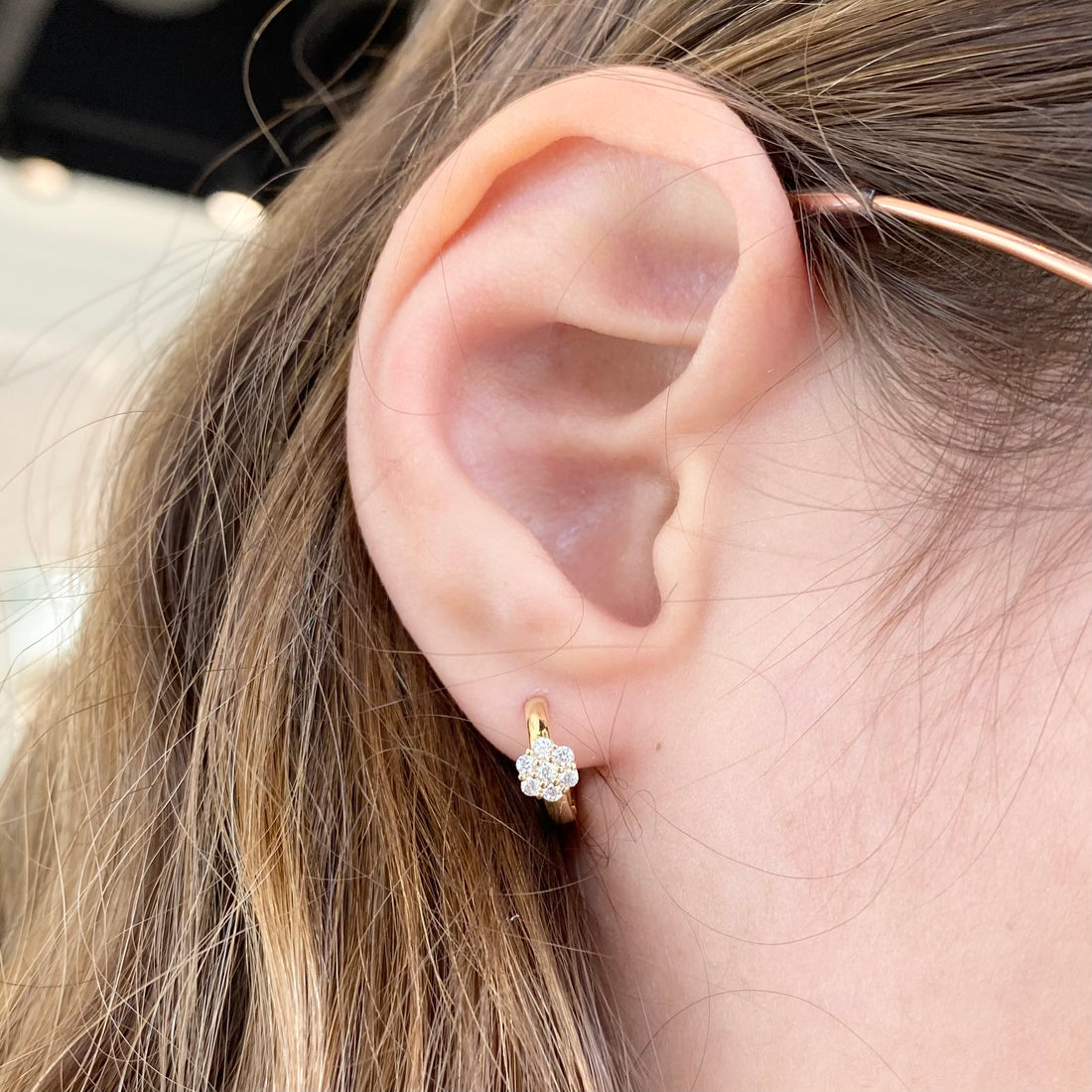 Little Sweetheart's Flower CZ Huggies